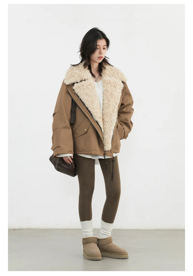 CHIC VEN Women Coats Streetwear Loose Casual New Retro Motorcycle Cotton Jacket Thick Warm Female Overcoat Autumn Winter 2024