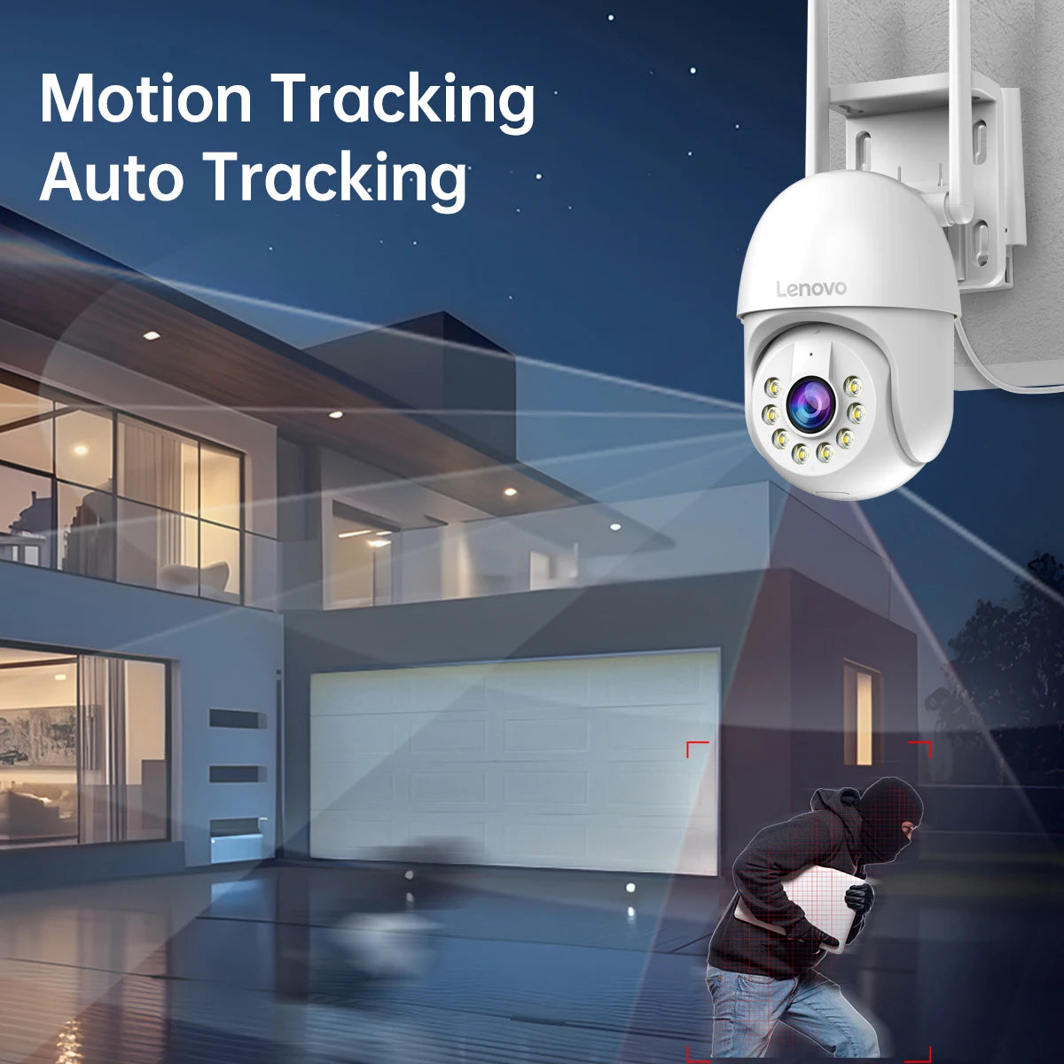 Lenovo 5MP Smart Wifi PTZ Camera Outdoor 5x Digital Zoom Auto Tracking ONVIF CCTV IP Camera Security Video Surveillance Camera