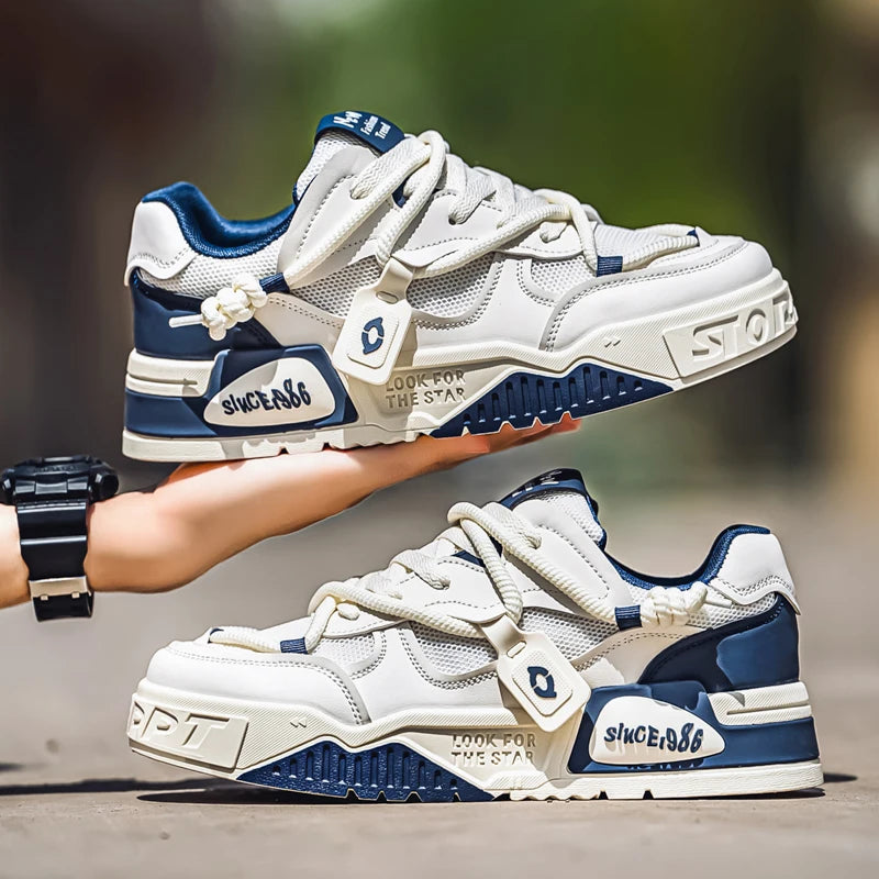 2025 New Summer Men's Shoes Original Casual Flat Shoes Sport Thick Bottom Increased Height Bread Trendy Shoes Skateboard sneaker