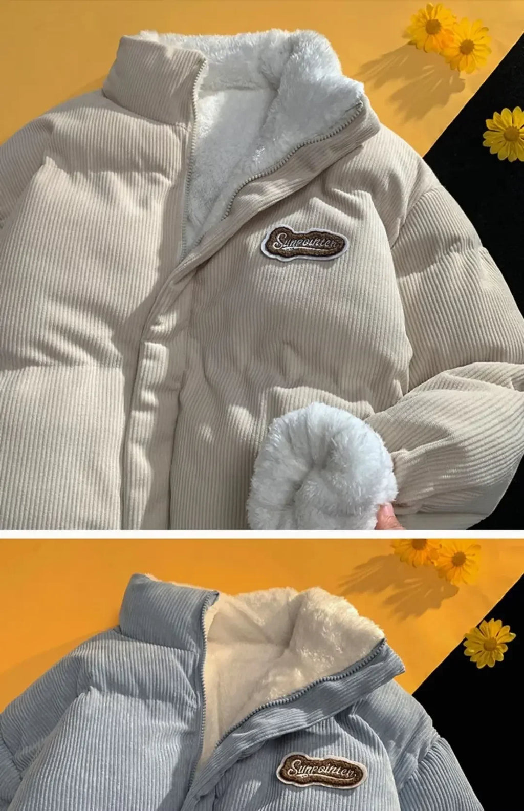 Fog Blue Cotton-padded Coat Men's Winter Thickened Hong Kong Style Corduroy Cotton Jacket Design Sensibility Niche 2023 Workwear