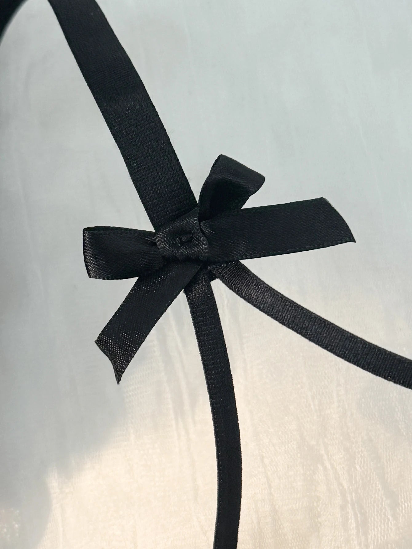 2-piece women's black comfortable lightweight bow semi transparent lingerie set