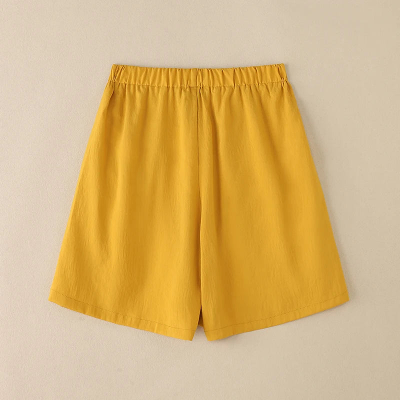 ZANZEA Vintage Summer Shorts Women Fashion High Elastic Waist Pantalons Pockets Solid Color Wide Leg Pants Casual Loose Shorts