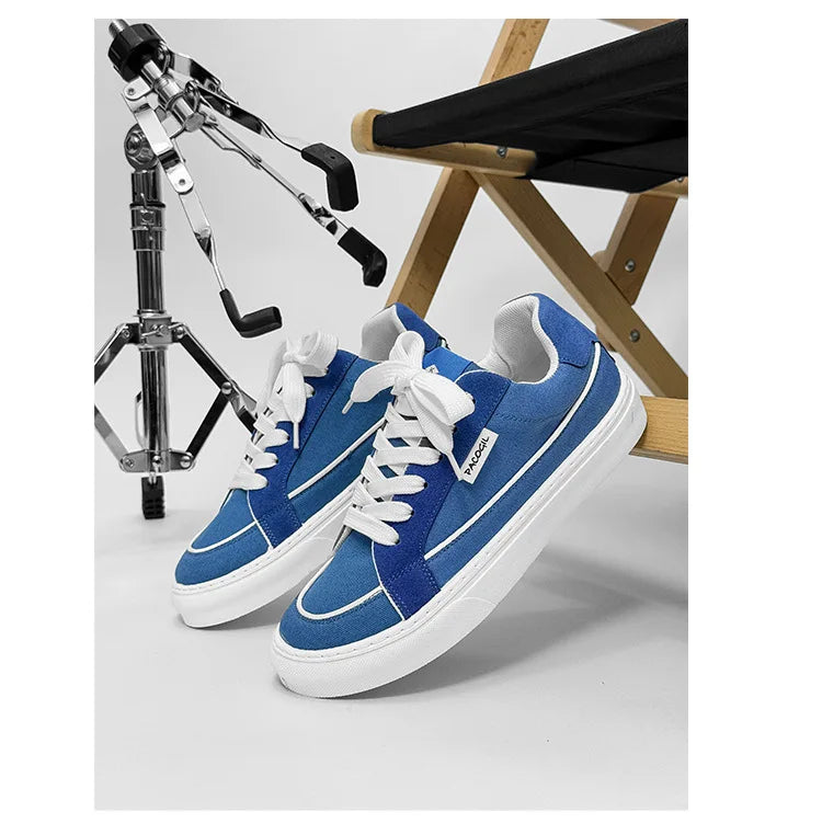 Men's Casual Canvas Shoes Spring Trendy Sports Leisure Skateboarding Shoes Student Low Top Flat Laced Breathable Sneakers