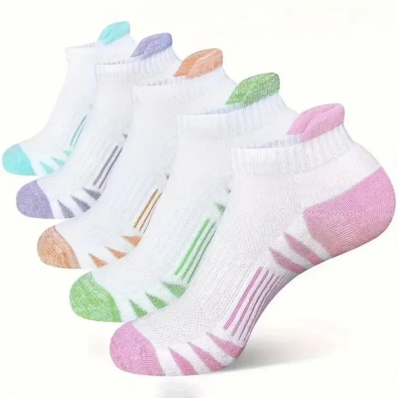 5/10 Pairs Neutral Sports Socks Fashionable Striped Sweat Absorbing Breathable Outdoor Running Basketball Couple Casual Socks