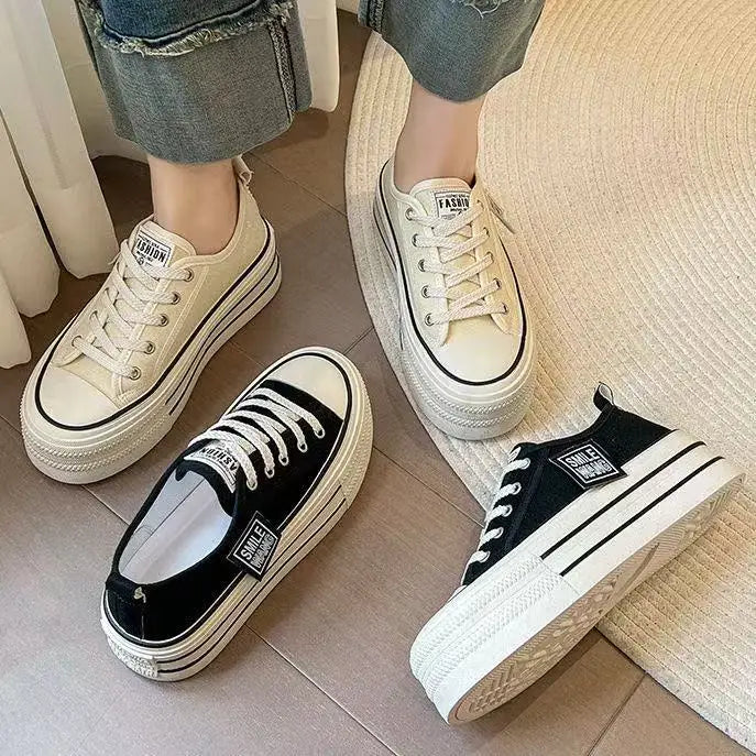 Canvas Shoes Women Spring Summer Casual Walking Platforms Vulcanized Shoes Ladies Fashion Chunky Sneakers Zapatos Para Mujer