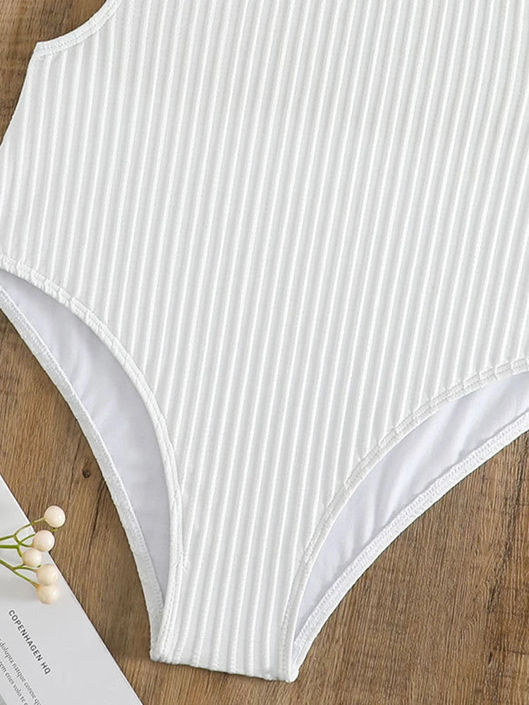 VigoBeviya 2025 Sexy White Strapped Swimwear Women Backless Cross One Piece Swimsuit Monokini Hollow Push UP Beach Bathing Suit