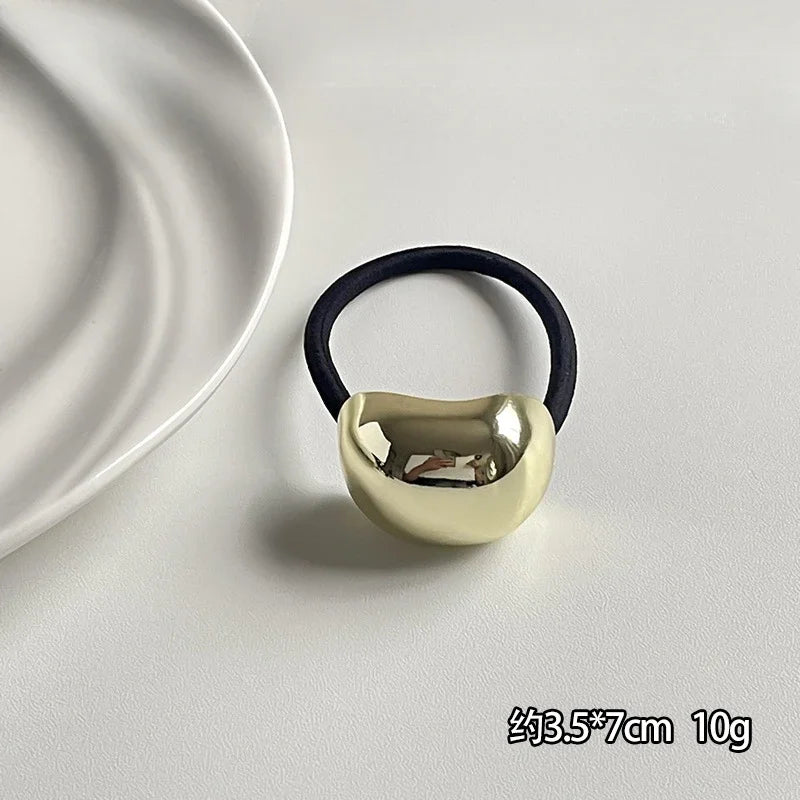 Fashion Punk Hair Bands Metal Irregular Double-Layer Elastic Hair Scrunchies Hair Rope Women  Ponytail Holder Hair Accessories