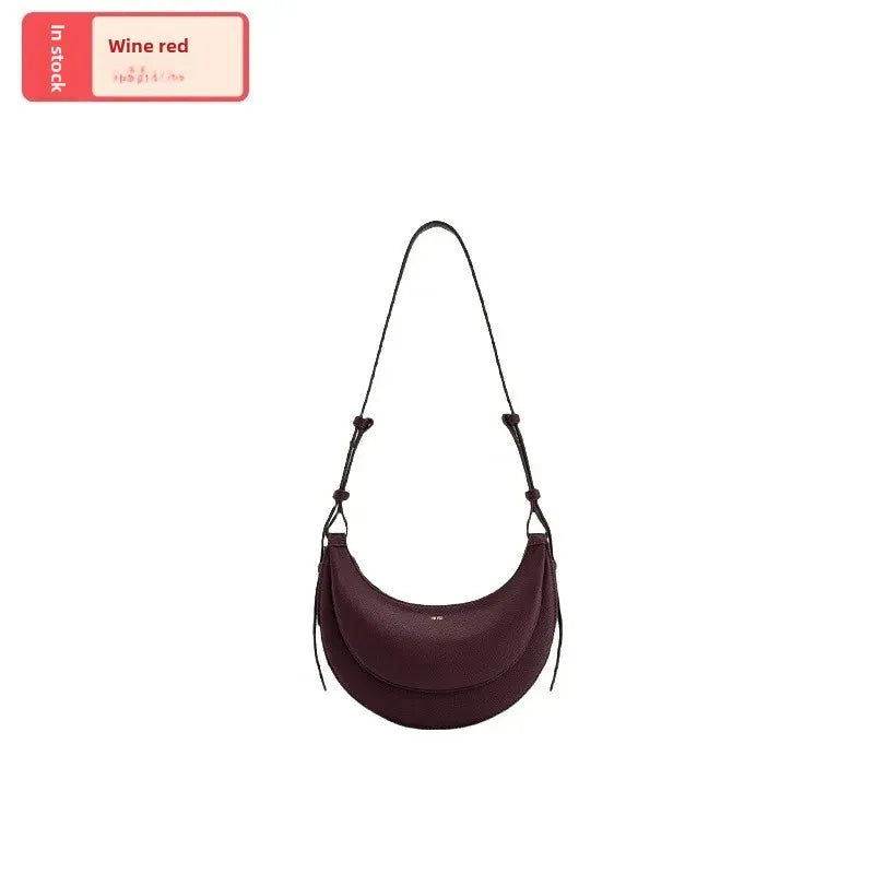 Versatile Half-Moon Shoulder Crossbody Bag Retro Semi-Circular Tote Bag with Mobile Phone Pocket for Commuting And Various Occas