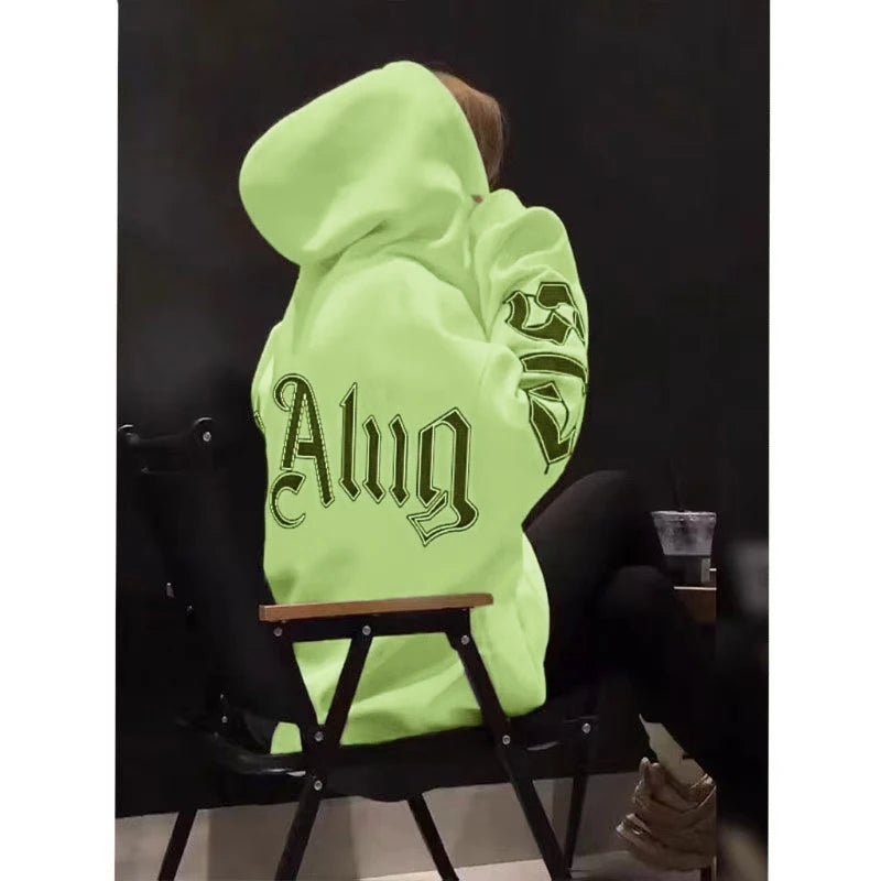 This year's new autumn and winter tide brand letter fashion hooded couple hoodie senior design sense loose large size coat