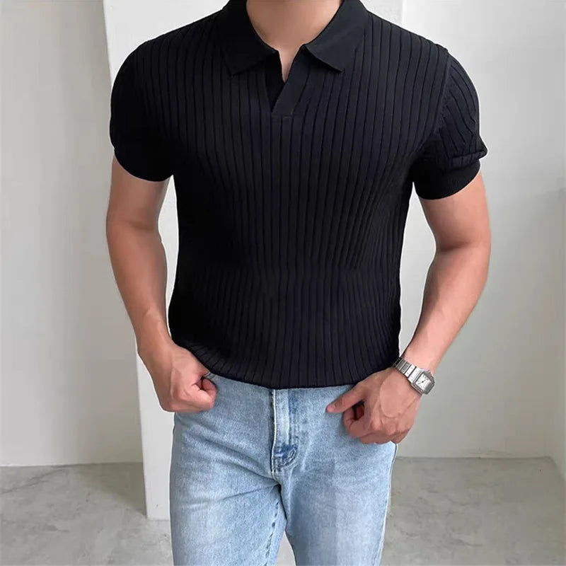 Men's Golf Polo Shirt High end Fashion Open neck Quick drying Shirt Polo Knitted Shirt Sports and Leisure Slim fit T-shirt