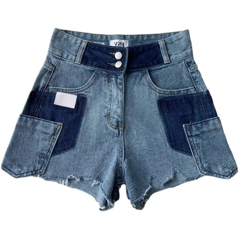 Shorts Women Irregular Washed Tassel Denim Summer Fashion Design High Waist Hot Patchwork Sexy Clothing Simple Casual Aesthetic