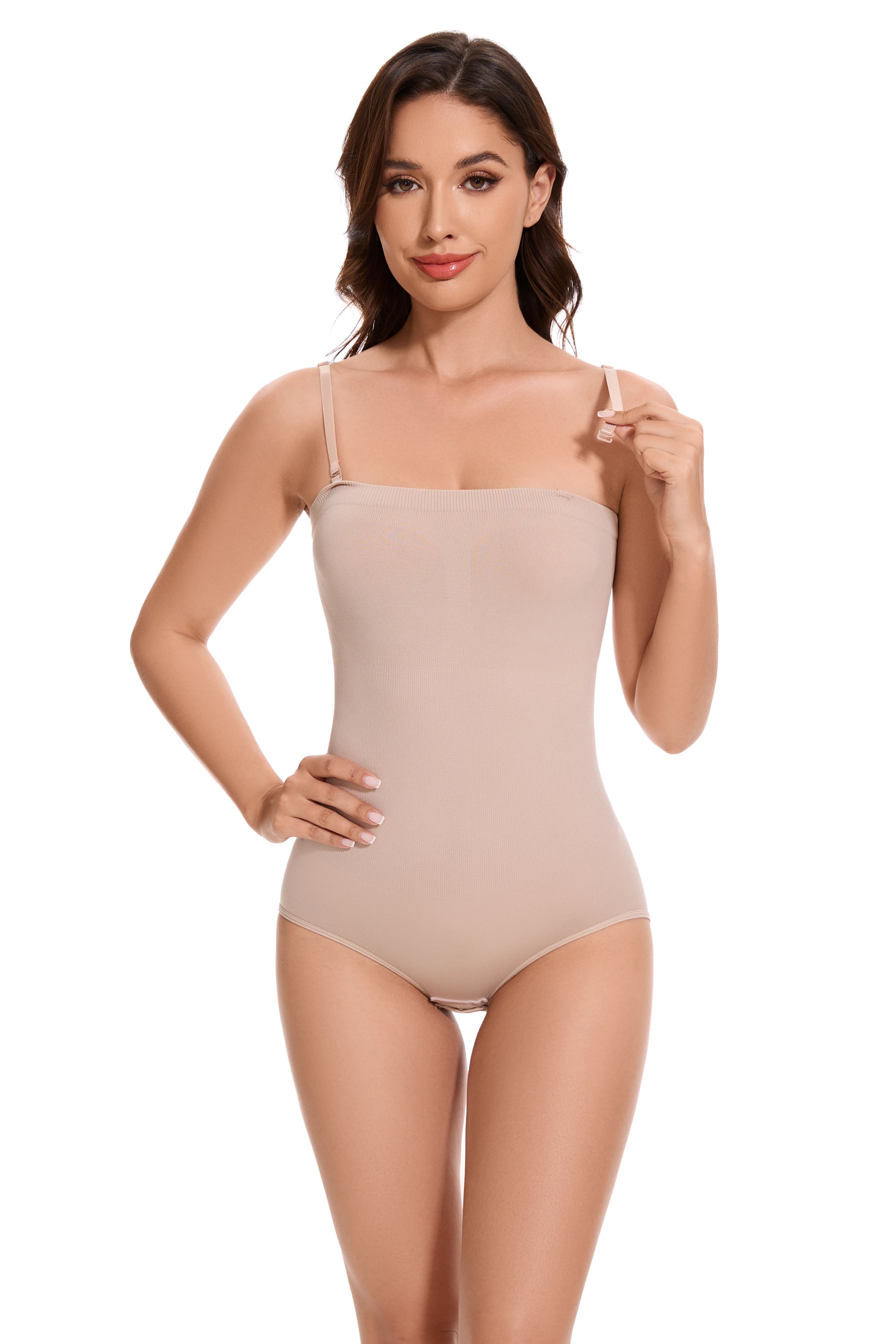 1 Piece Women Shapewear Bodysuit Removeable Shoulder Strap Body Shaper Seamless Tummy Control Slimming Flat Belly for Underwear