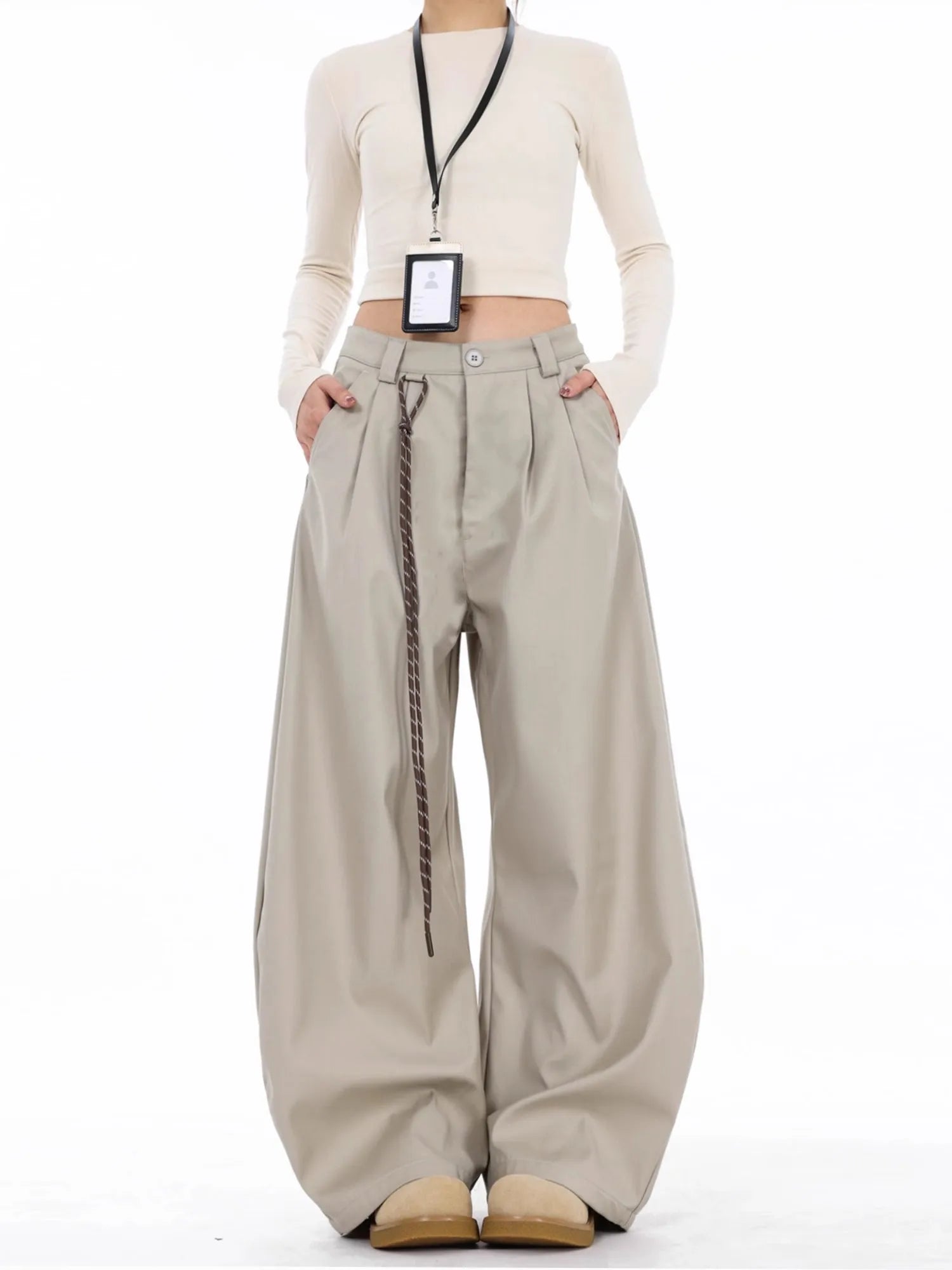 High Waist Women Suit Pants Straight Office Ladies Korean Fashion Trousers Casual Button Loose Female Black Pants New 2025