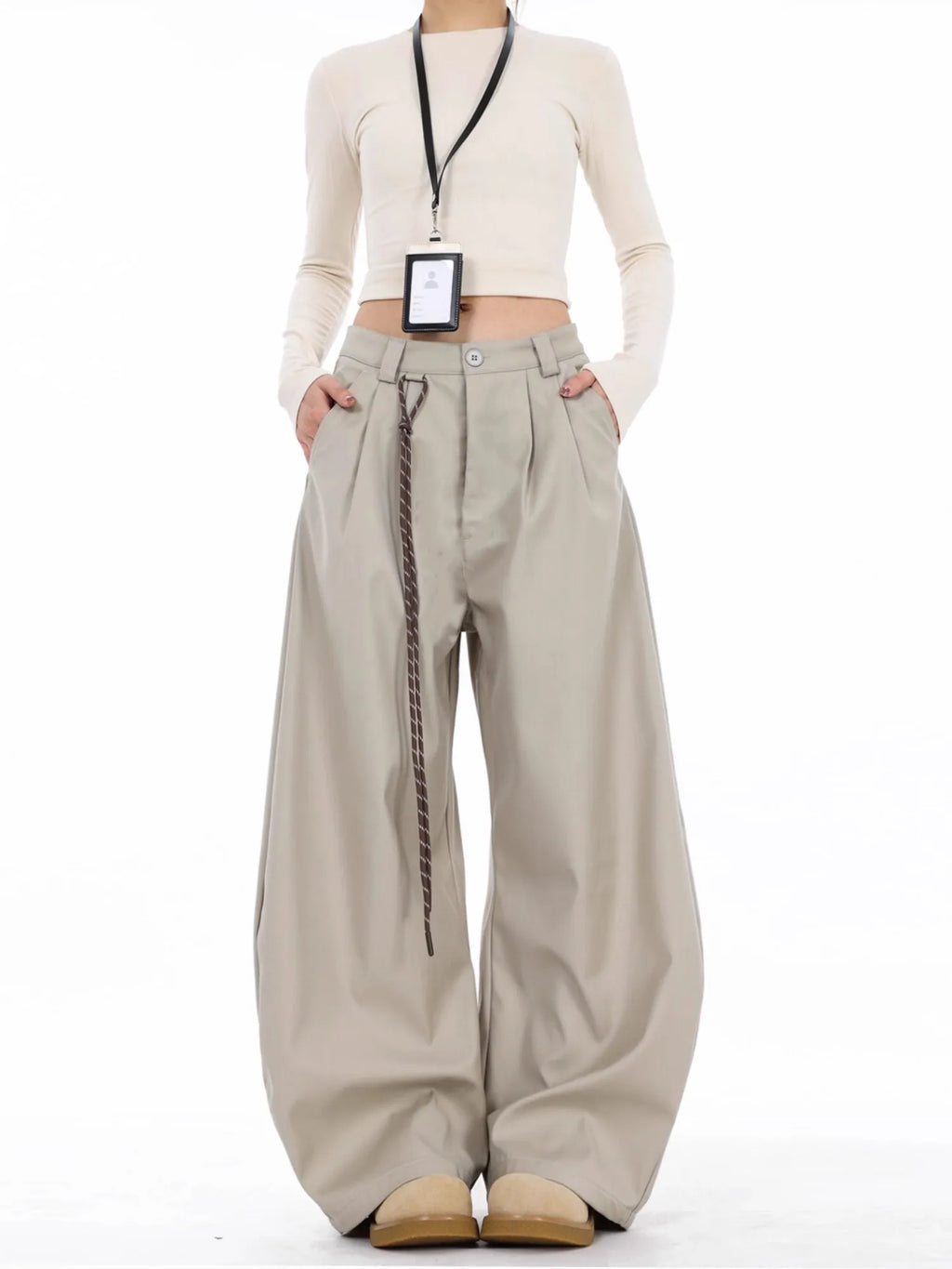 High Waist Women Suit Pants Straight Office Ladies Korean Fashion Trousers Casual Button Loose Female Black Pants New 2025