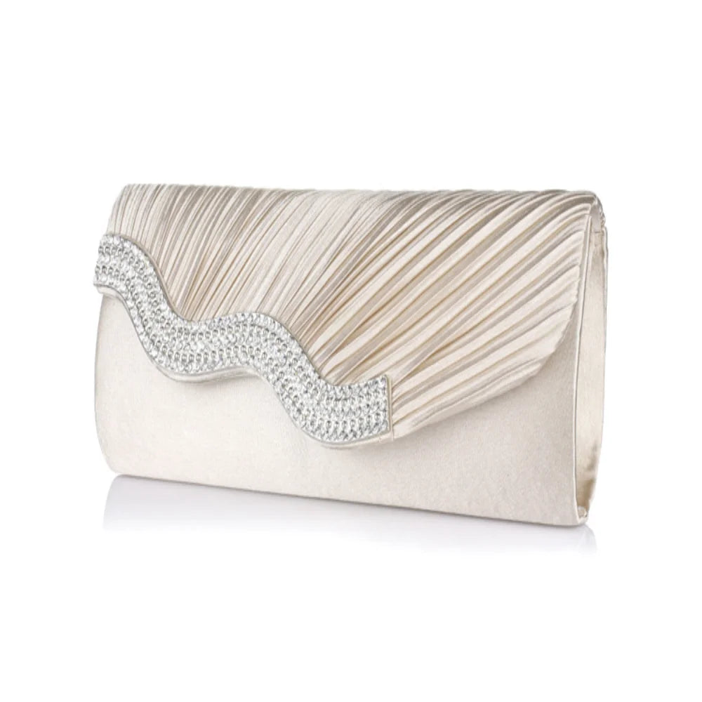 Fashion Shiny Evening Clutch Bag for Women's Wedding Party Banquet Female Crystal Day Long Purse Chain Diamond Shoulder Bag