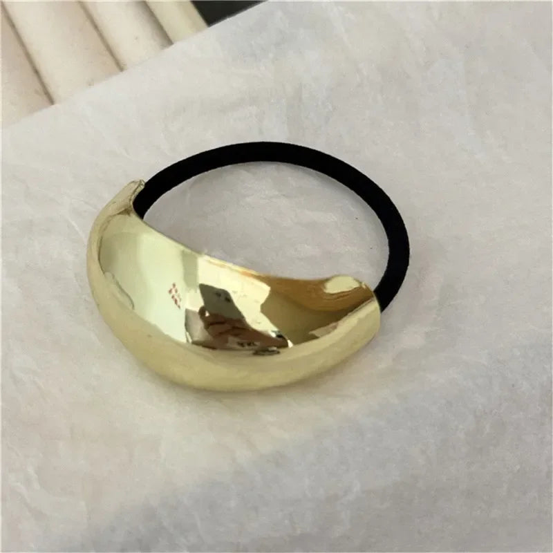 Fashion Punk Hair Bands Metal Irregular Double-Layer Elastic Hair Scrunchies Hair Rope Women  Ponytail Holder Hair Accessories