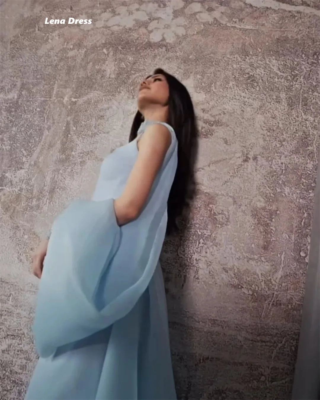 Lena Sky Blue Prom Dresses 2025 Luxury Women's Elegant Party Dress Woman 2025 Chiffon Custom Made Shawl Ball Gown Dress Evening