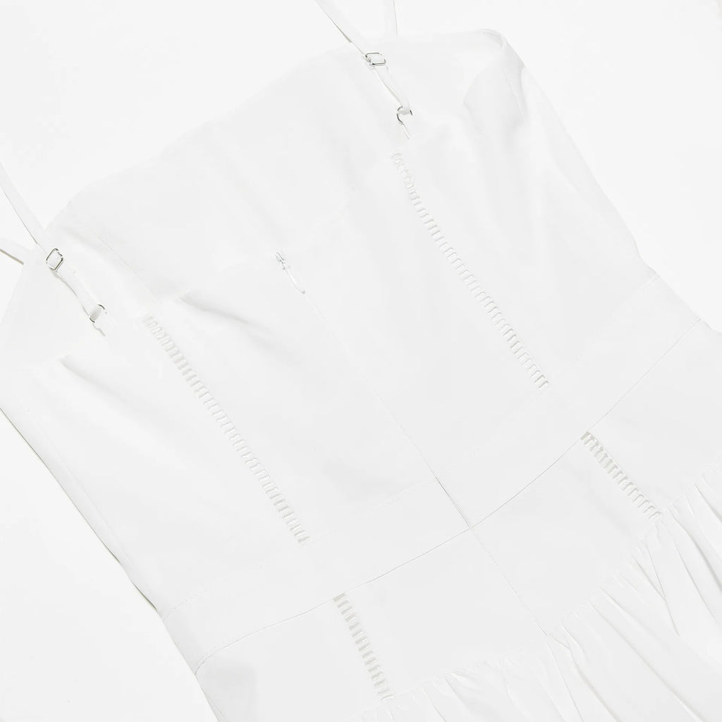 Mingmingxi Summer Elegant Dresses for Women 2024 New Arrivals White Long Party Dresses Hollow Out Flare Female Clothing