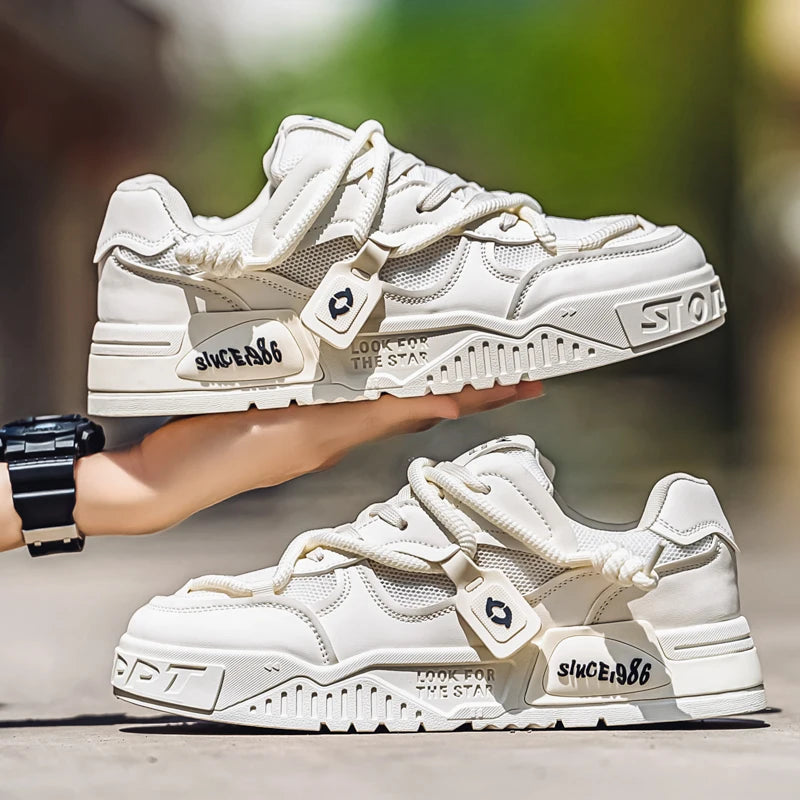 2025 New Summer Men's Shoes Original Casual Flat Shoes Sport Thick Bottom Increased Height Bread Trendy Shoes Skateboard sneaker