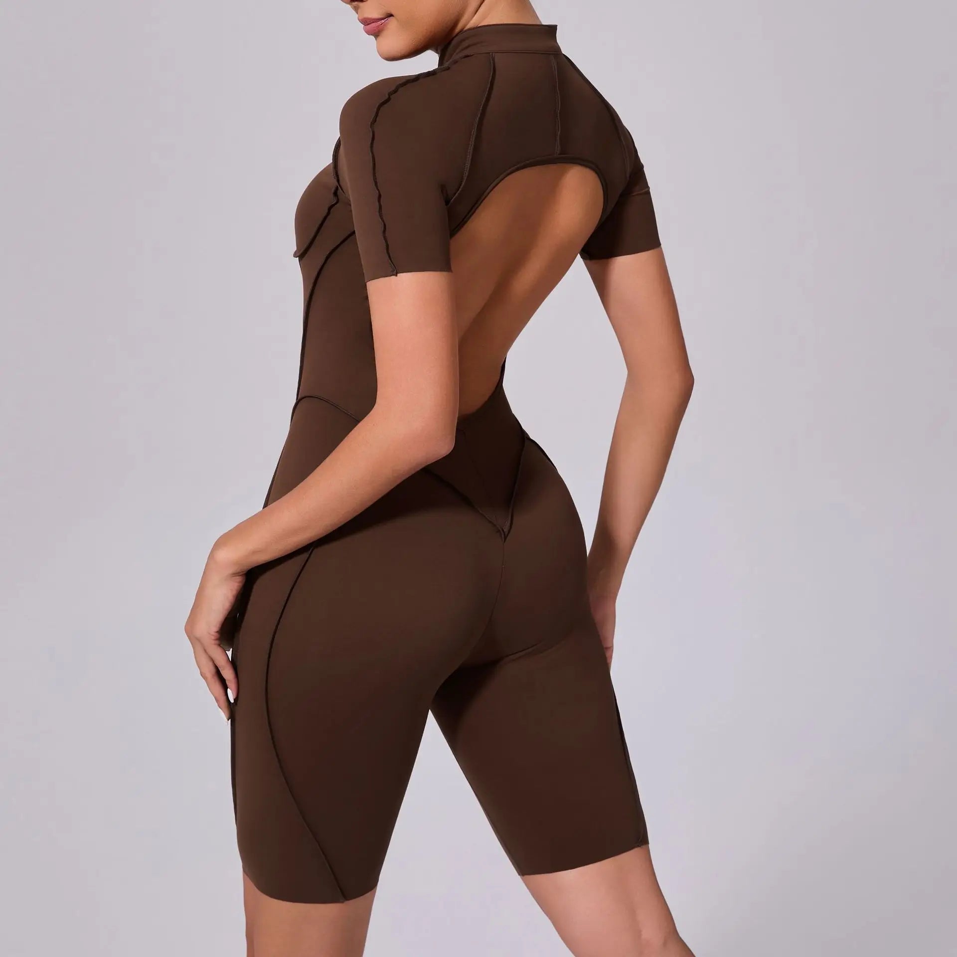 Women's Sports Jumpsuit Zipper Yoga Set Fitness Combination Lift Buttocks Bare Back Gym Sexy Sports Jumpsuit Gym Romper