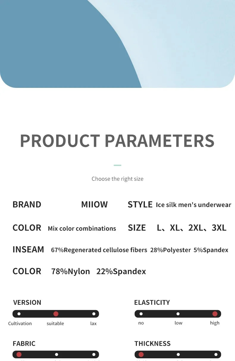 MiiOW 4Pcs Ice Silk Men's Panties Sexy Seamless Man Boxershorts Graphene Antibacterial Men Underwear Breathable Man Boxer Briefs