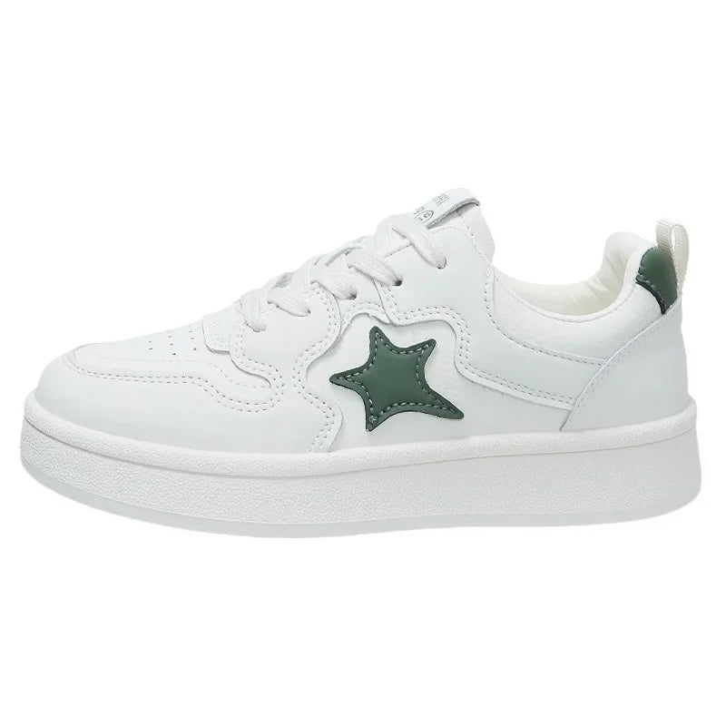 Women's Star Design Thick Bottom Sneakers Soft Sole Student Low Top Shoes Breathable Polyurethane Upgraded Spring 2025