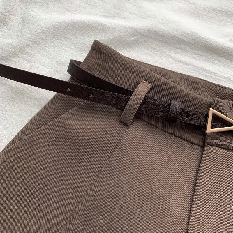 ITOOLIN Casual Women's Shorts A-line High Waist Short Chic Office Lady Shorts With Belted Vintage Female Trousers Spring Summer