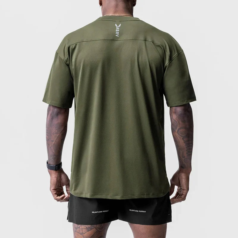 Men's Summer Casual Loose Oversized T-shirt O-Neck Short Sleeve Tee Male Quick Dry Breathable Gym Fitness Undershirt Clothing