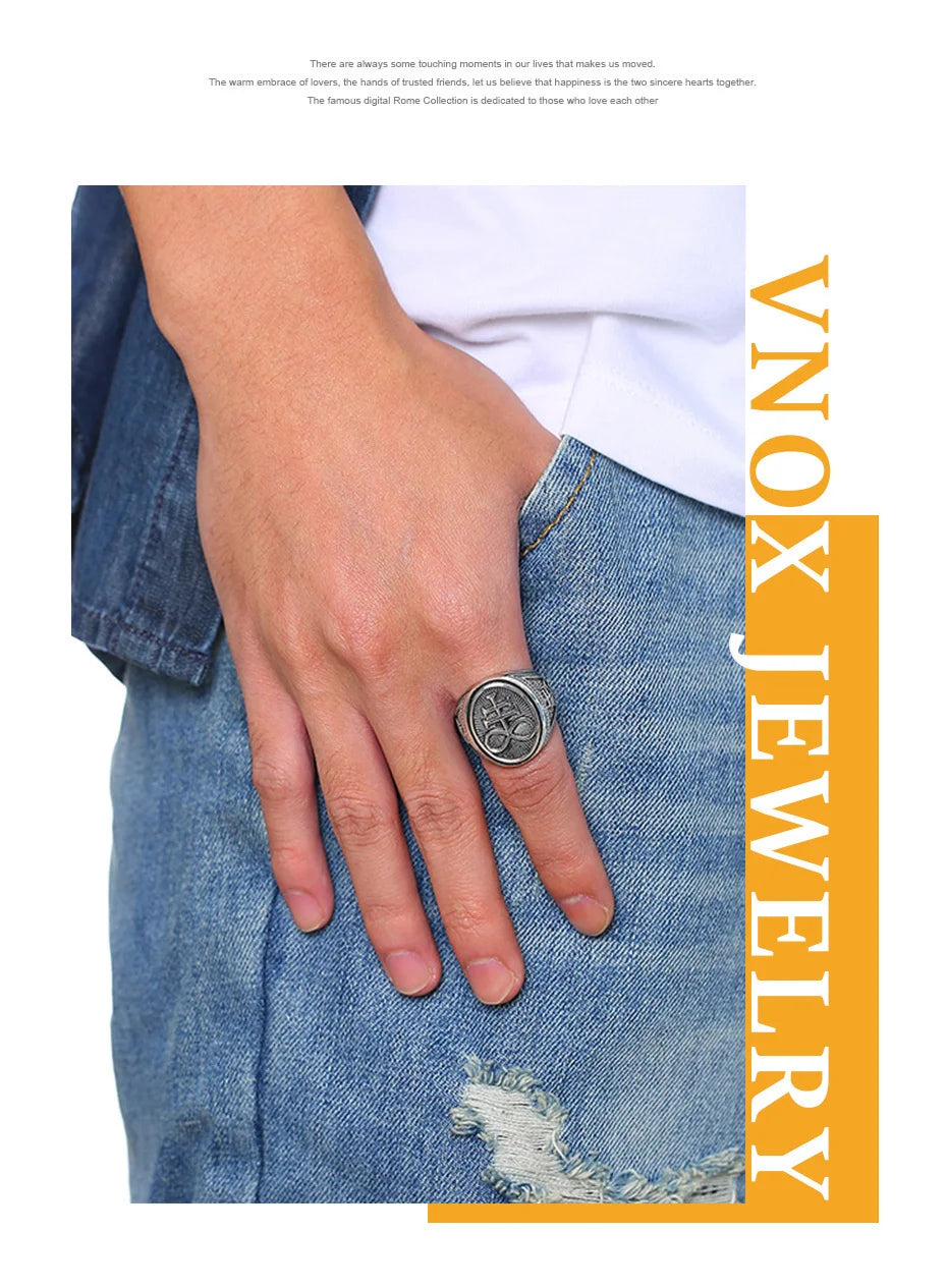 Vnox Sigil of Lucifer Devil Seal of Satan Stamp Ring for Men Casting Stainless Steel Punk Signet Ring Band