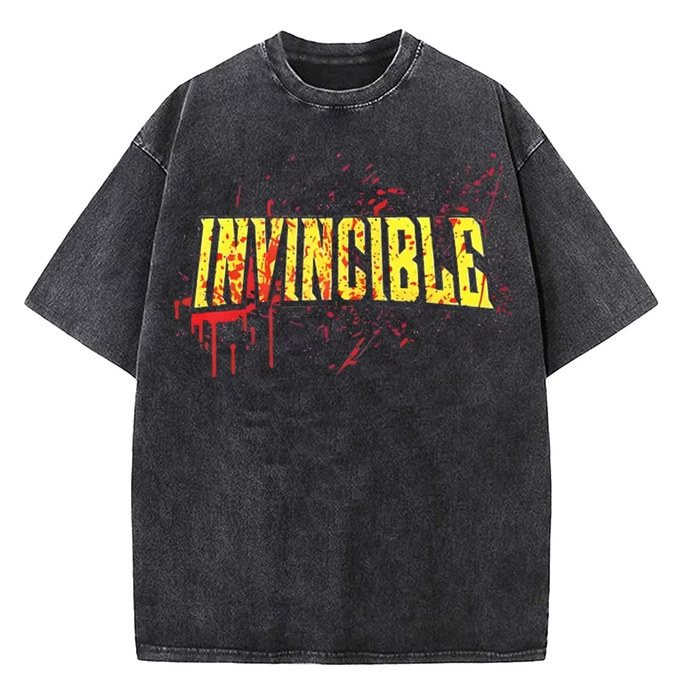 2025 Summer T-Shirts Men Women Invincible Hero Vintage Washed High Quality Cotton Clothes Short Sleeve Crew Neck Tee Shirt