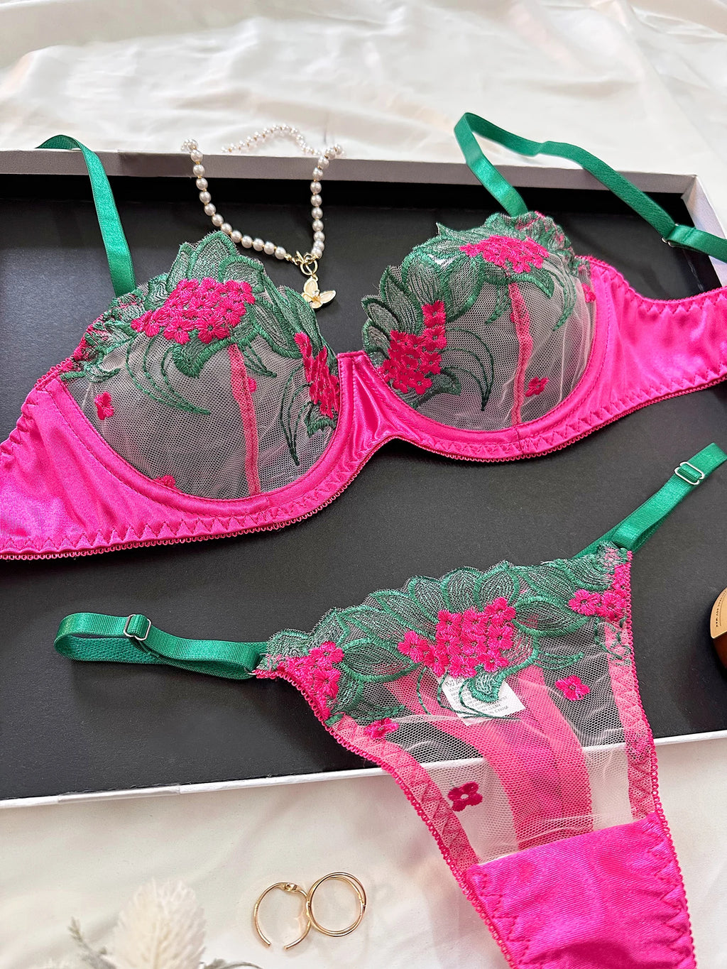 Ellolace Fancy Lingerie Floral Lace Bra Set Bilizna Luxury Well-Looking Underwear Sexy Erotic Fairy Fine Lace Exotic Sets