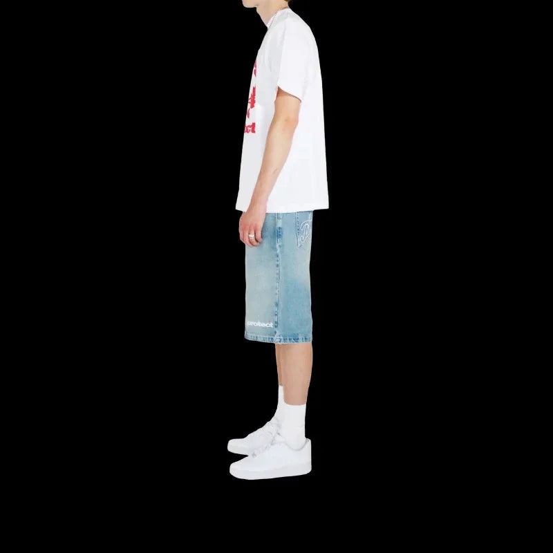 HOUZHOU Y2k Vintage Harajuku Short Jeans Women Washed Embroidery American Retro Man Denim Jorts Baggy Hip Hop Streetwear Summer