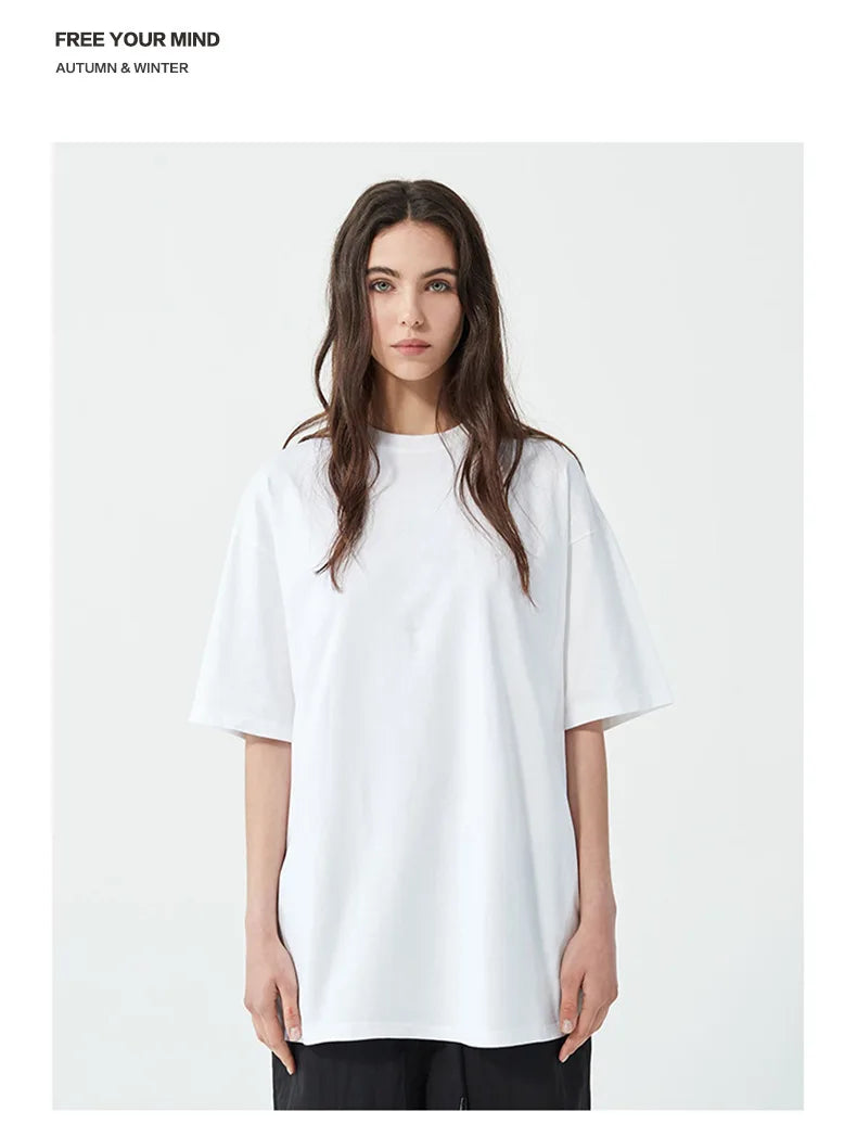 Oversized T Shirt for Men Women 280gsm Heavy Cotton Shirts Summer O-neck Oversize Tees Solid Casual Streetwear Fashion Clothing
