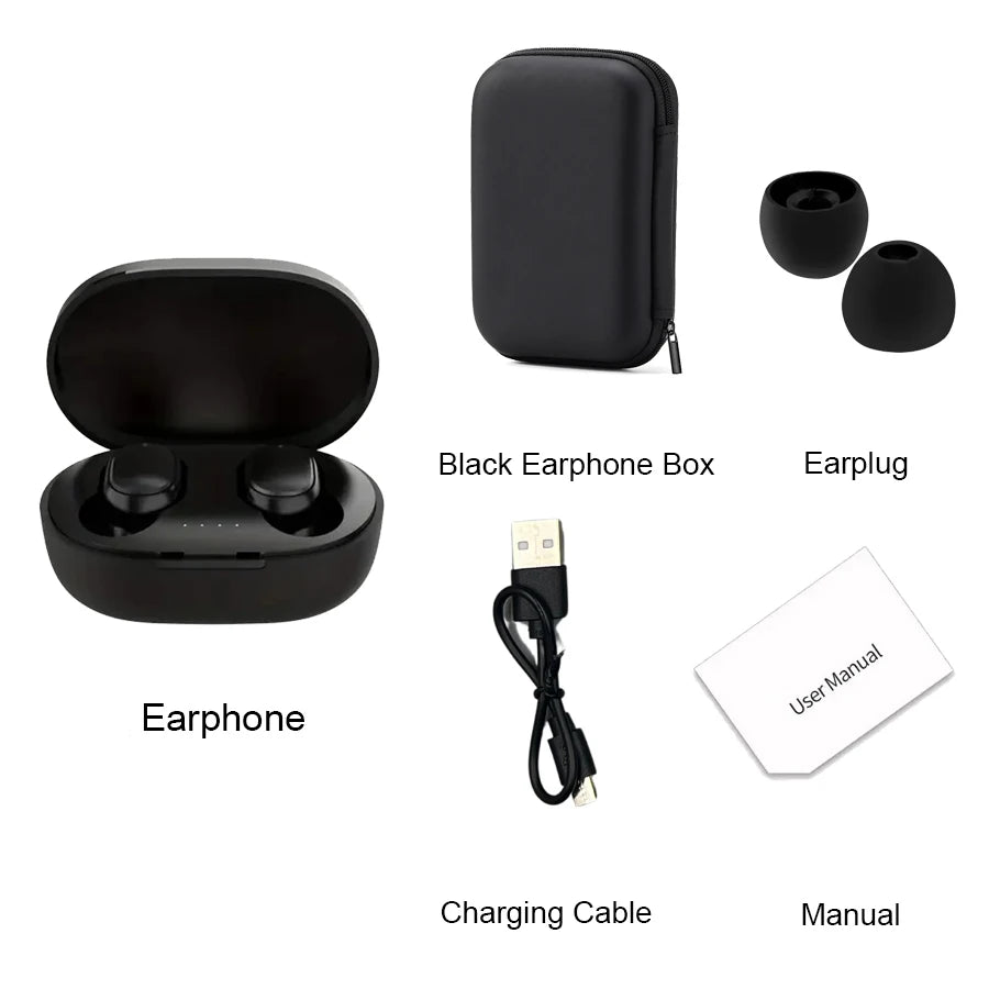 TWS A6S Wireless Bluetooth Headset Earbuds Noice Cancelling Earphone Bluetooth Headphones with Mic for Huawei Xiaomi Redmi