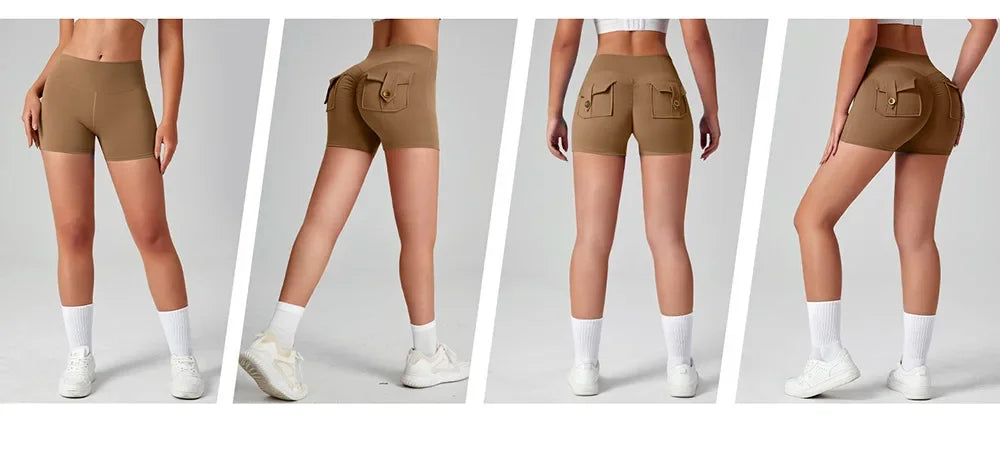 Sexy Scrunch Butt Yoga Shorts for Women  High Waist Booty Lifting Gym Shorts with Pockets  Push Up Fitness Running Sports Shorts