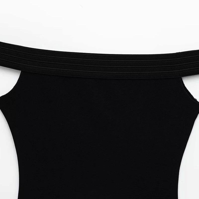 TRAF Black Bodysuit Women Off Shoulder Slimming Sexy Tops Elegant Spandex Corset Bodycon Bodys Sleeveless Thong Bodysuit Woman