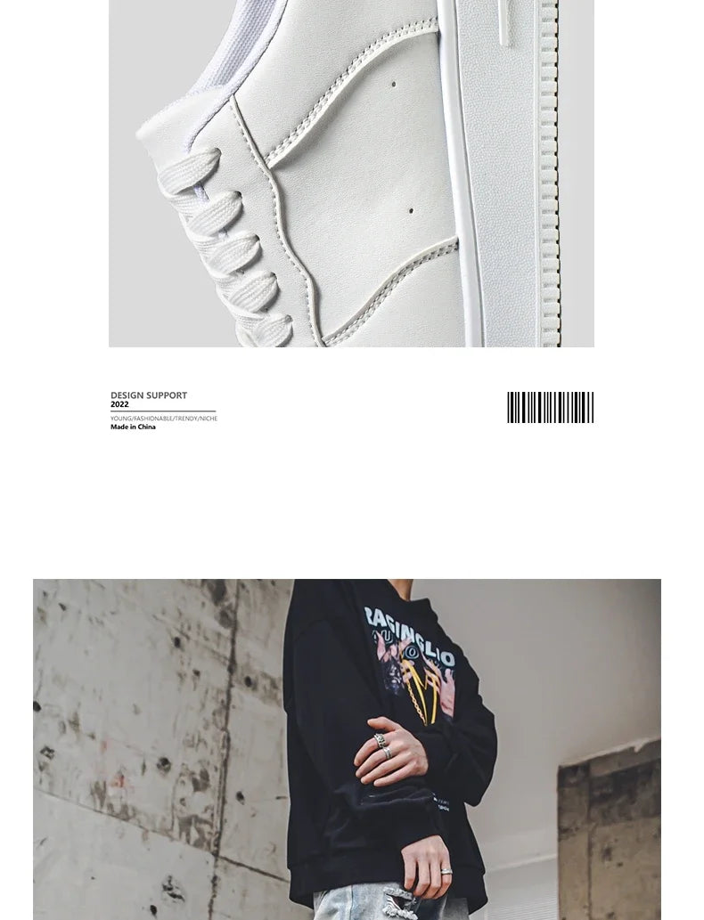 Autumn/Winter Black Casual Men's Shoes Air Force Sports Number 1 Black Kitchen Trendy Shoes Winter Rubber Outsole China Made