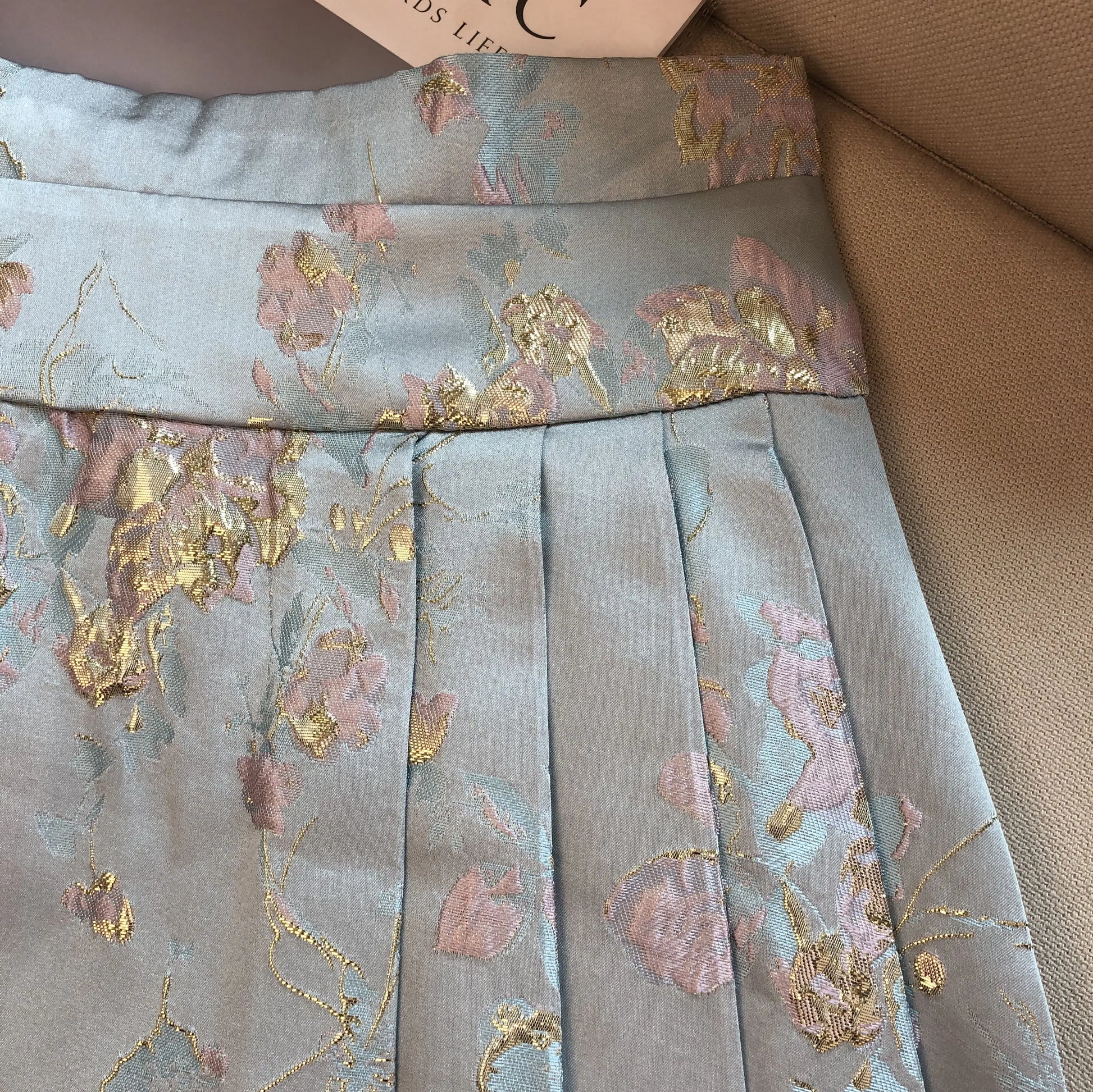 Summer New Chinese Style Satin Jacquard Horse-Face Pleated Mini Skirts Sweet Cute Girl High Waist Short Skirt for Women