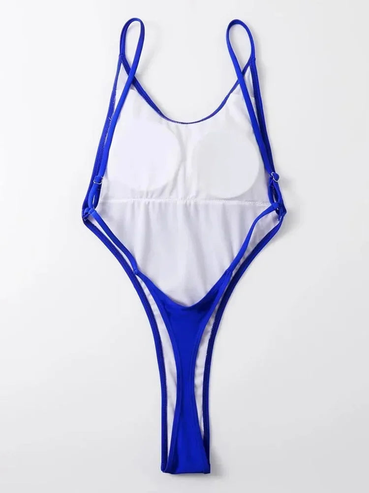 2025 Sexy Sparkling Shiny Women Swimwear One Piece Swimsuit Female High Cut Monokini Backless Bather Bathing Suit Swim Bodysuit
