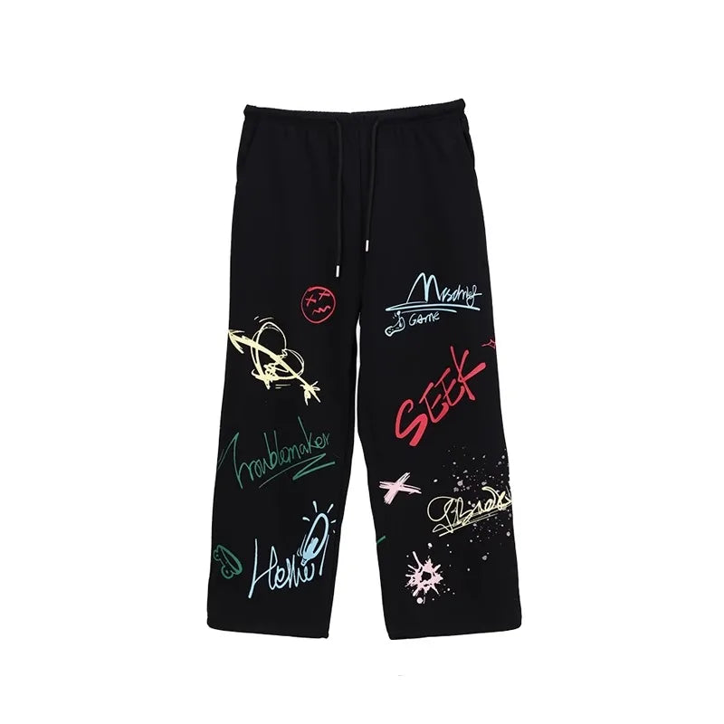 CBXLAB Street Dance Women' s Black color graffiti hip hop long pants autumn and winter street jazz soft and firm dancing sports