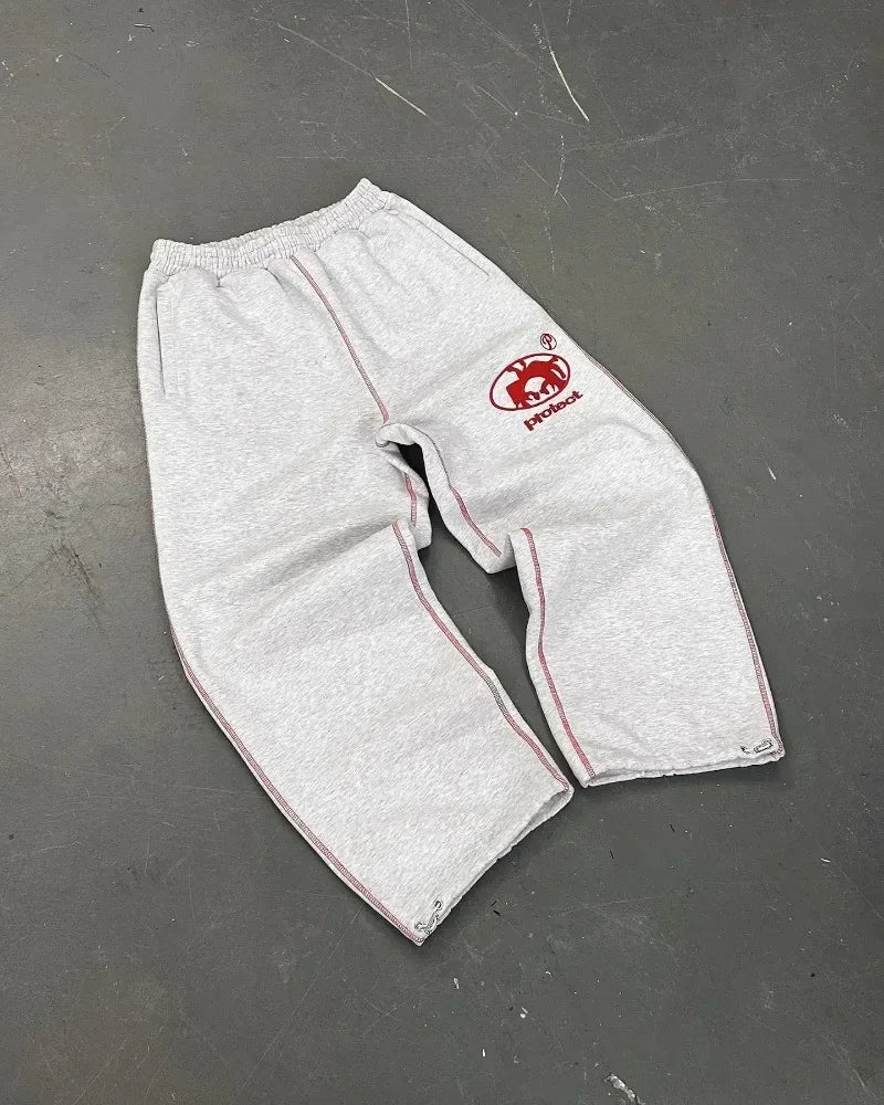 Street wear PROTECT Fashion Letter Embroidery Loose Sweatpants Men's And Women's Y2K Harajuku Hip-Hop Gothic Casual Joker Pants