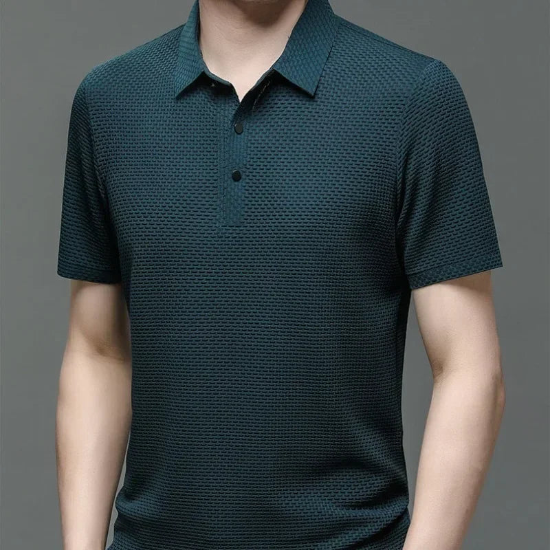 Brand Clothes Summer New Men's Short Sleeve T-shirt Ice Silk Cool and Breathable POLO Shirt Business Casual Sweat-absorbing Top