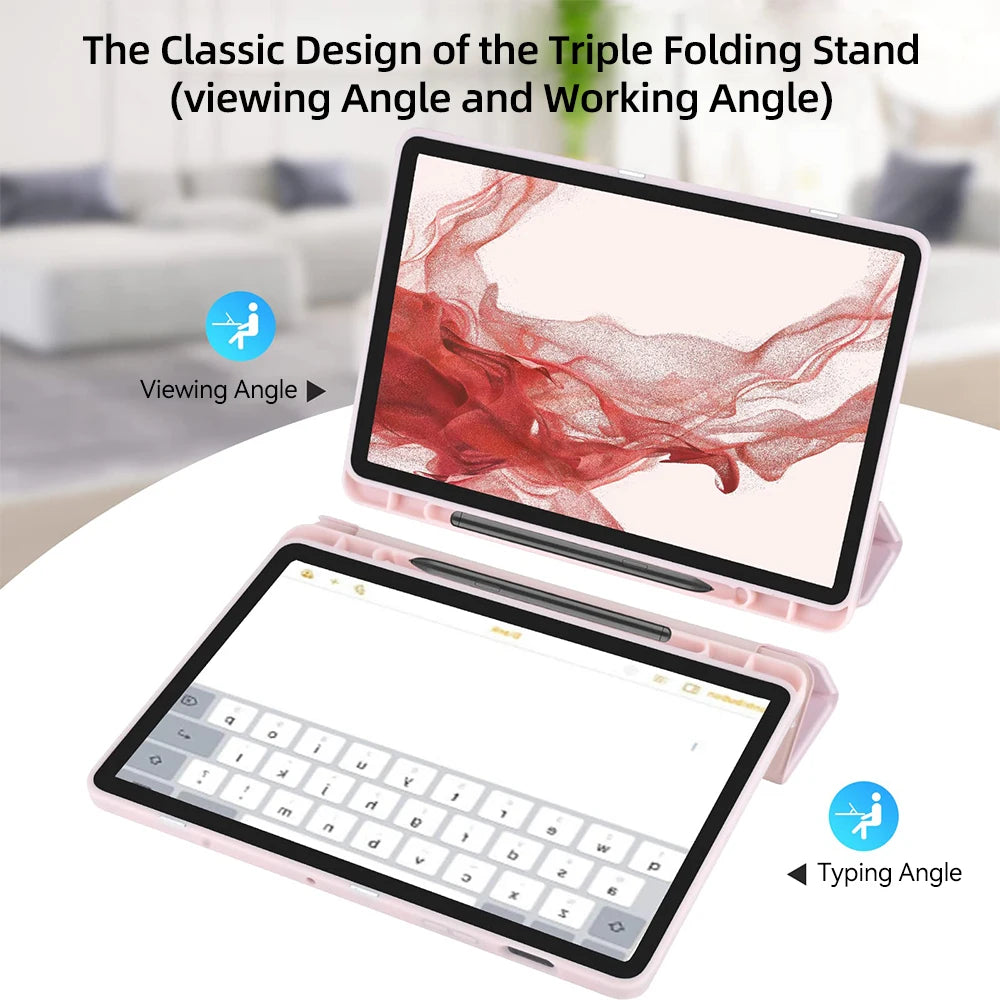 For Samsung Galaxy Tab Case For Tab S8 Ultra 14.6 S8 Plus S7 Plus S7 FE 12.4 S7 S8 11 S6 Lite 10.4 With Pen Slot Tablet Cover