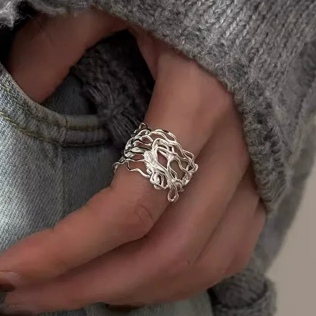 VENTFILLE 925 Sterling Silver Irregular Ring for Women Geometry Versatile Minimalism  Accessories Jewelry Gift Dropshipping