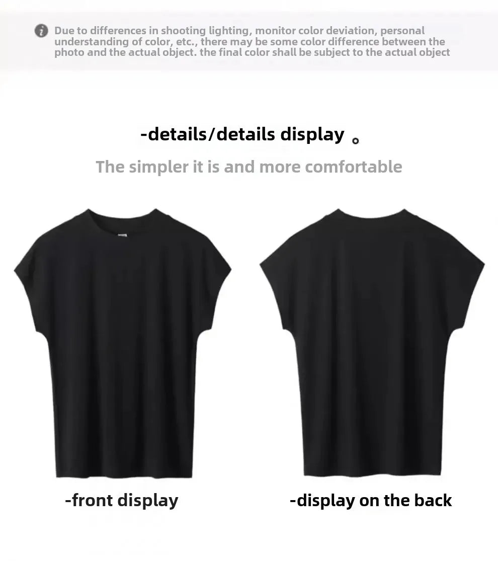 Short Sleeve Ice Silk T-Shirt Women's Loose Fashionable Youthful Small Flying Sleeve Top Knitted Crew Neck Other Pattern Types