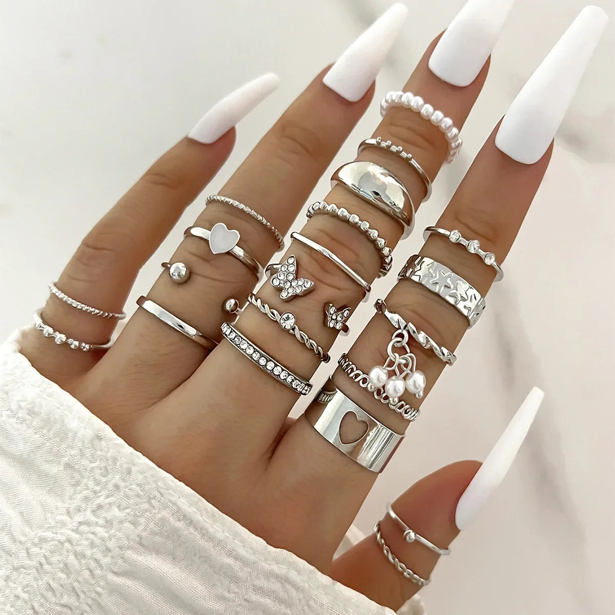 30Pcs Bohemian Geometric Knuckle Rings Set For Women Gold Silver Color Finger Ring Girls Fashion Party Jewelry Accessories
