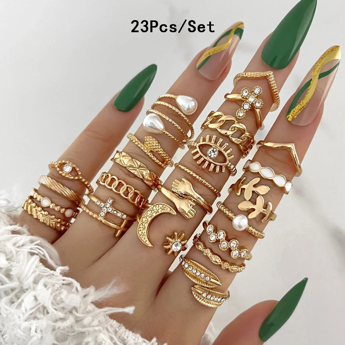 30Pcs Bohemian Geometric Knuckle Rings Set For Women Gold Silver Color Finger Ring Girls Fashion Party Jewelry Accessories