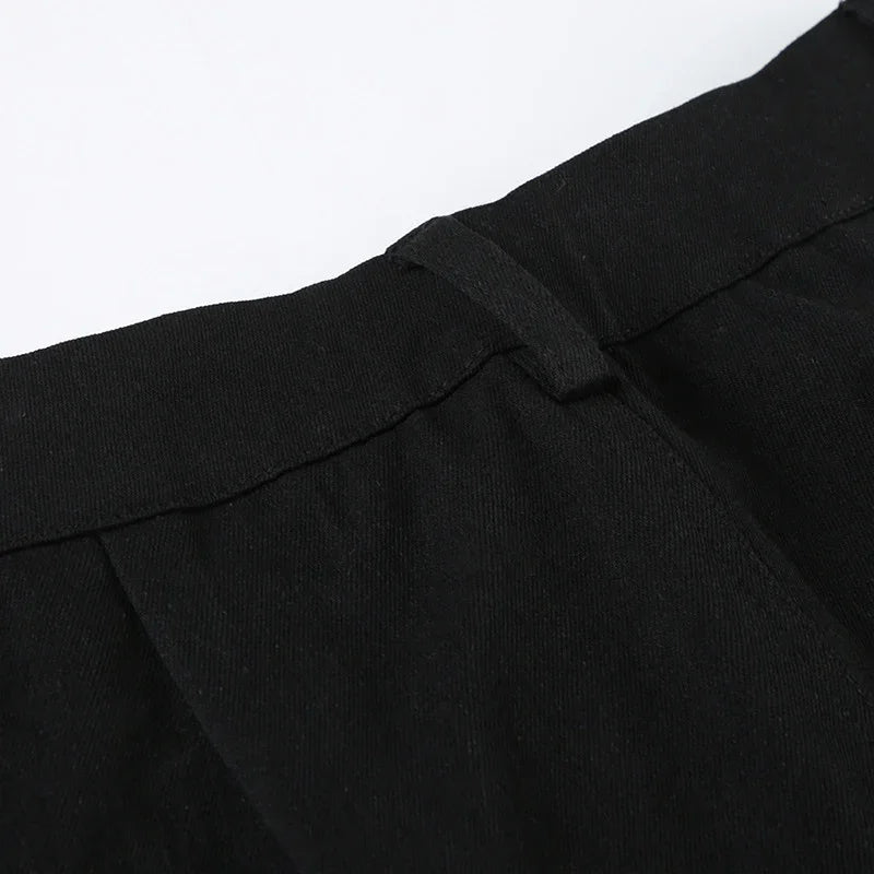 Women's Hip Hop Two-tone Patchwork Low Rise Zipper Denim Pants Baggy Wide Leg Dragging Designer Trousers High Street Jeans Pants