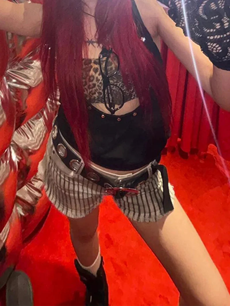 Summer Women Goblin Core Abi Y2k Gyaru Denim Shorts Japanese Harajuku Jean Hot Pants Grunge Kpop Cyber Punk Dark Academia New