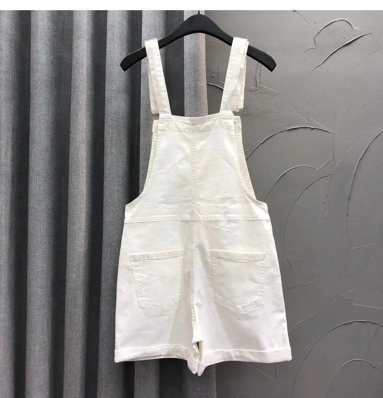 Denim Rompers Women Summer Baggy Solid Wide-leg Harajuku Students Stylish Empire Korean Style Pure Colors Female Sweet Playsuit